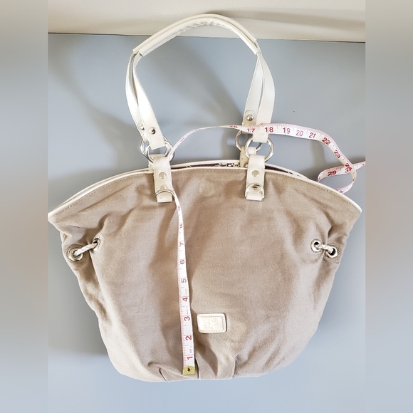 Beijo Canvas Brown & Tan Convertible/Reversible Handbag Purse Shoulder B… - Picture 6 of 15